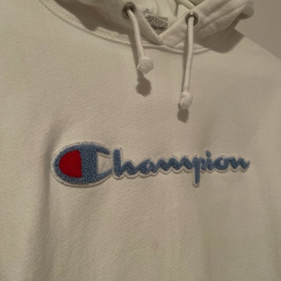 Champion Women's White and Blue Hoodie - Picture 1 of 4